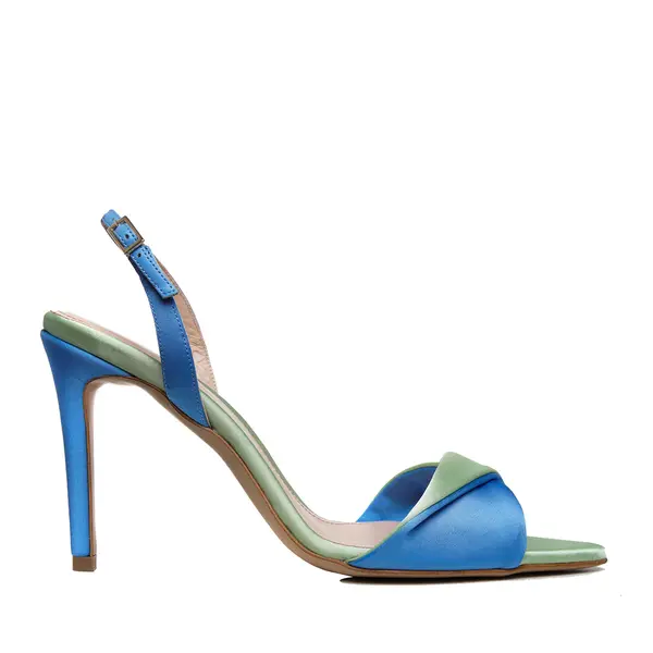 Sandale Cleo Satin, Varf Ascutit, Blue-Verde - 34 / 8 cm