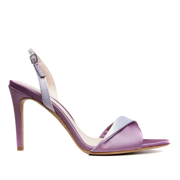 Sandale Cleo Satin, Varf Ascutit, Gri-Liliac - 34 / 8 cm