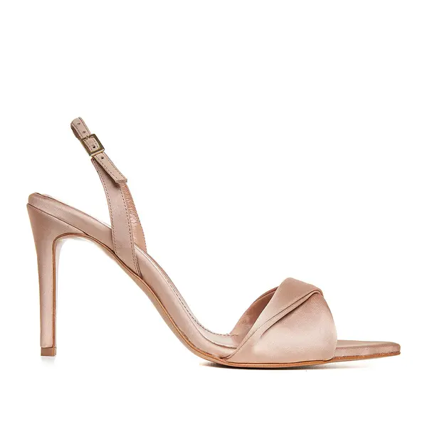 Sandale Cleo Satin, Varf Ascutit, Nude-Auriu - 41 / 9.5 cm