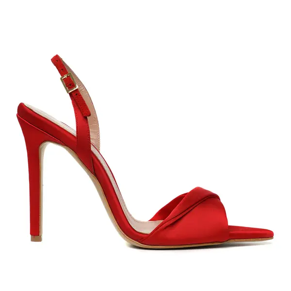 Sandale Cleo Satin, Varf Ascutit, Rosu - 39 / 9.5 cm
