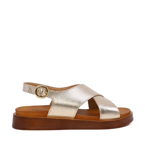 Sandale cu barete suprapuse femei Benvenuti aurii din piele 689ds28058au