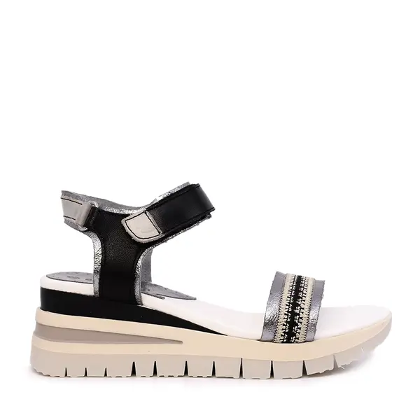 Sandale cu platformă femei Benvenuti negre din piele 809DS4768N