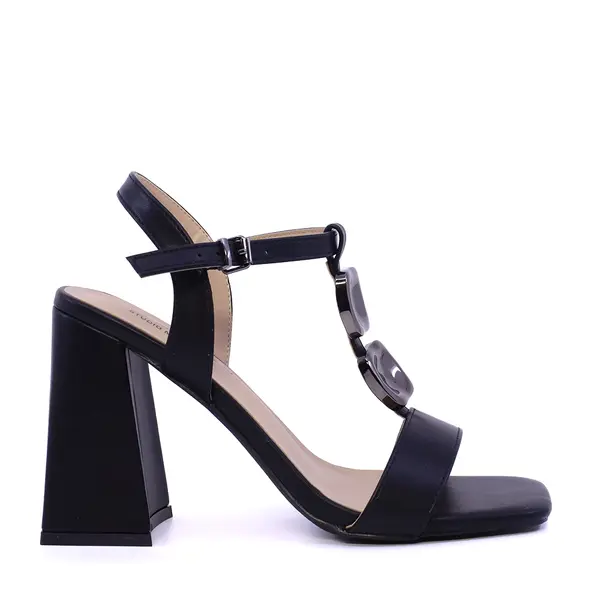 Sandale cu toc conic femei Solo Donna negre 2541DS8539N