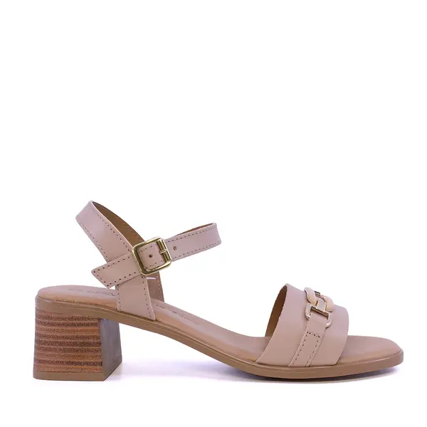 Sandale cu toc mediu femei Benvenuti bej din piele 2611DS3400BE