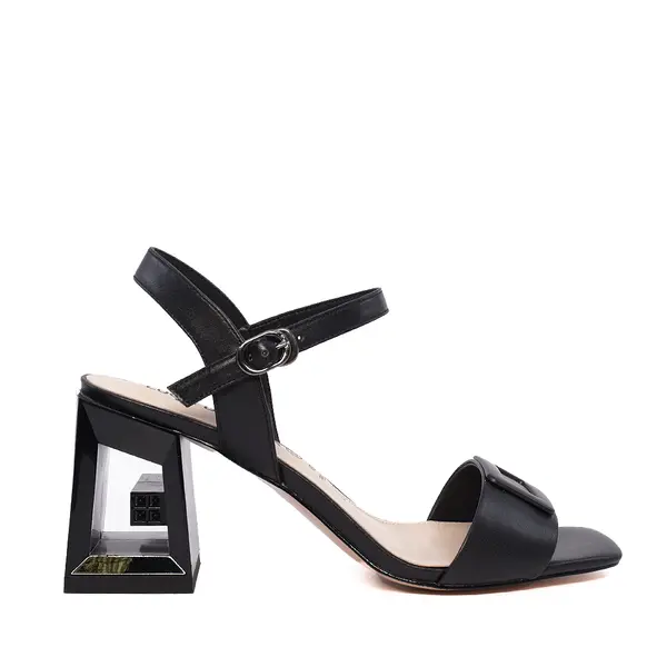 Sandale cu toc mediu femei Luca di Gioia negre din piele 1267DS1601N
