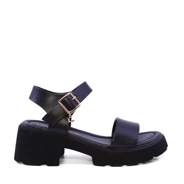Sandale cu toc mic femei Luca di Gioia negre din piele 1299ds1510n