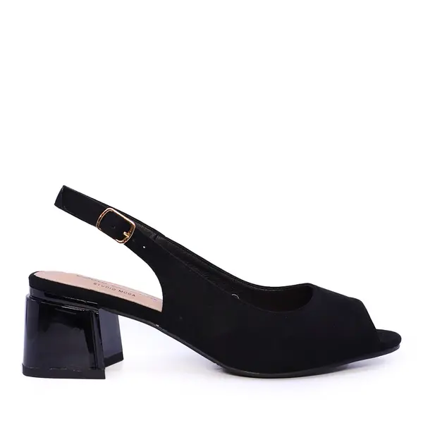 Sandale cu toc mic femei Solo Donna negre 1169DS2510VN