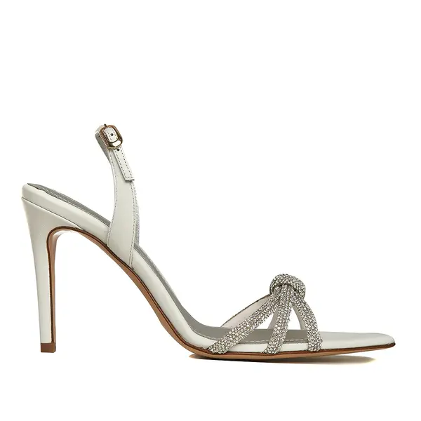 Sandale Daisy Piele Naturala, Varf Ascutit, Albe - 42 / 9.5 cm