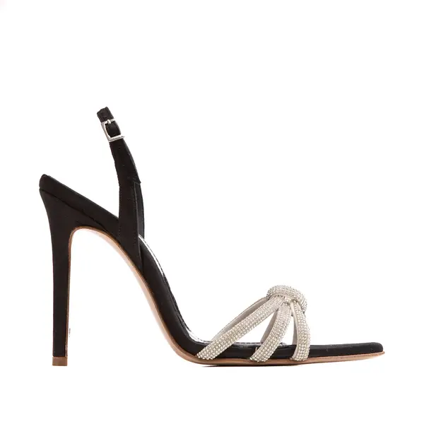 Sandale Daisy Satin, Varf Ascutit, Negru/Alb - 35 / 11 cm