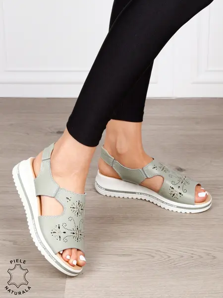 Sandale dama din Piele Naturala cu talpa Inalta CRL0195 BARILA