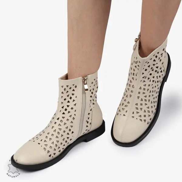 SANDALE dama din Piele Naturala ELEGANTE CU DESIGN UNIC CRL1369 BEJ