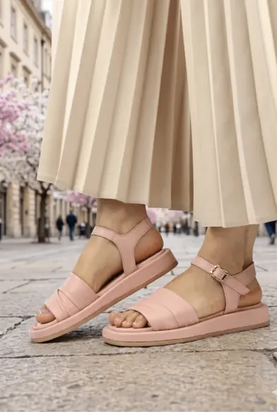 Sandale Dama din Piele Roz Pudra- Ivette PINK