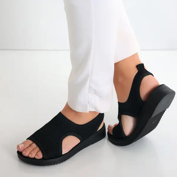 Sandale dama fara toc Negre din Textil Ailana