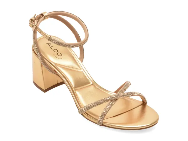 Sandale elegante ALDO aurii, ODBOUCLIETTE 711, din piele ecologica