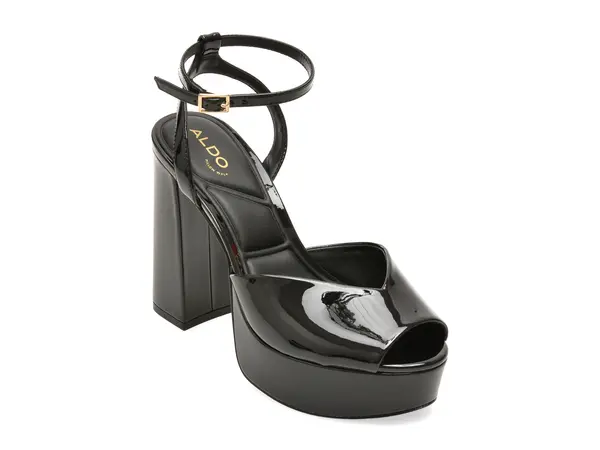 Sandale elegante ALDO negre, MONNAE 001, din piele ecologica lacuita