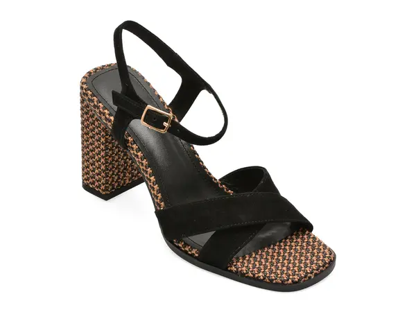 Sandale elegante EPICA negre, 5C995, din piele intoarsa