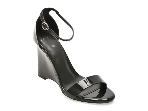 Sandale elegante EPICA negre, 996, din piele ecologica lacuita