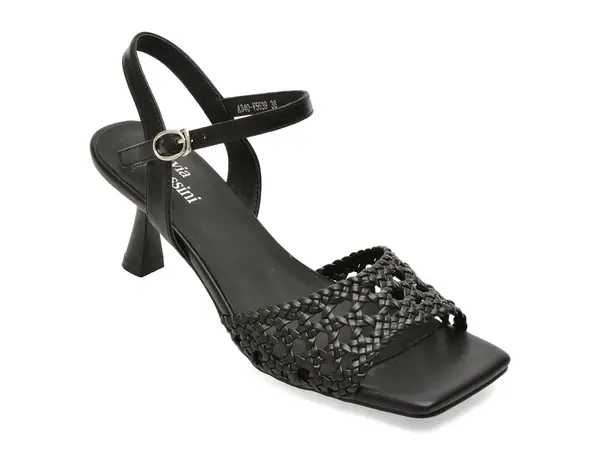 Sandale elegante FLAVIA PASSINI negre, A340, din piele ecologica
