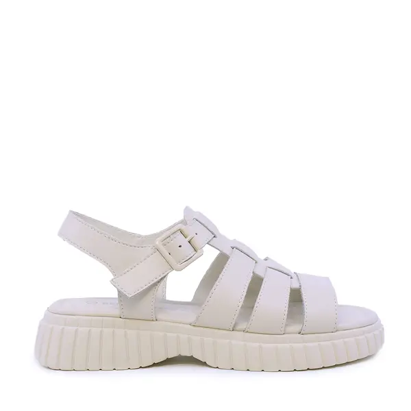 Sandale femei Benvenuti bej din piele cu barete multiple 1941DS037BE