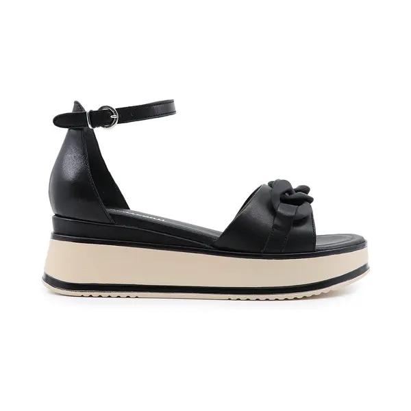 Sandale femei Benvenuti negre din piele cu platformă 807ds6721n