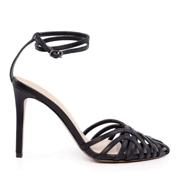 Sandale femei Enzo Bertini negre din piele naturală cu toc înalt 3927DS12070N