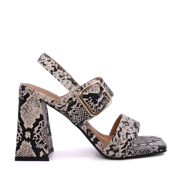 Sandale femei Solo Donna bej + negru cu toc înalt 2547ds8531bsbe