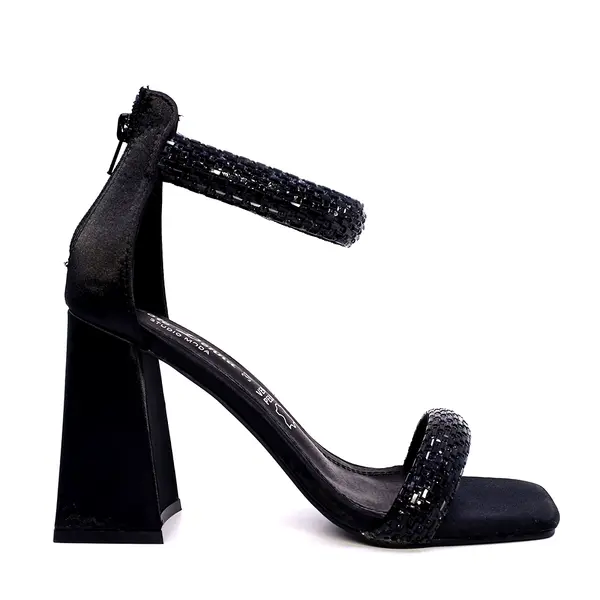 Sandale femei Solo Donna negre cu toc înalt și ștrasuri 2547DS8539N
