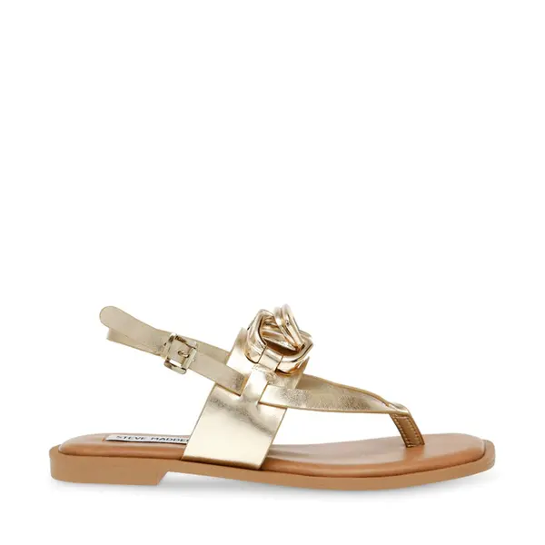 Sandale femei Steve Madden aurii cu talpă joasă 1467DSGENIEAU