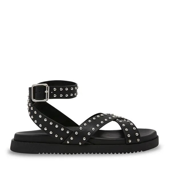 Sandale femei Steve Madden Myestie negre din piele naturală cu elemente deco 1469dsmybestie-sn