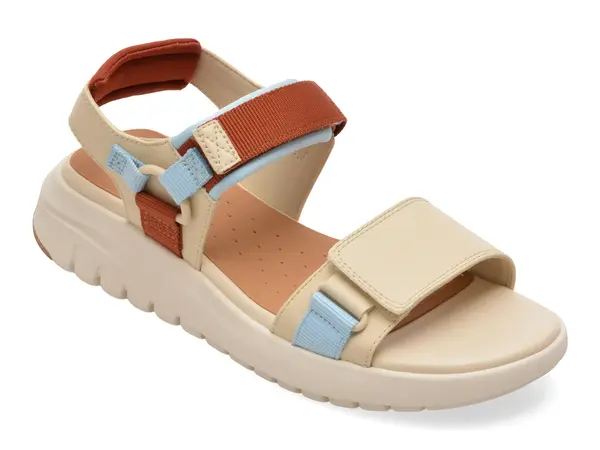 Sandale GEOX bej, D65BSC, din piele ecologica