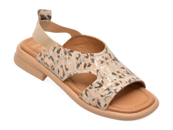 Sandale GOLD DEER bej, 22026, din piele naturala