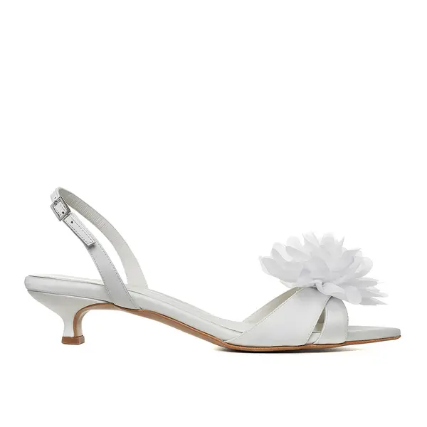 Sandale Julia Satin, Albe - Kitten Heels - 35 / 4 cm