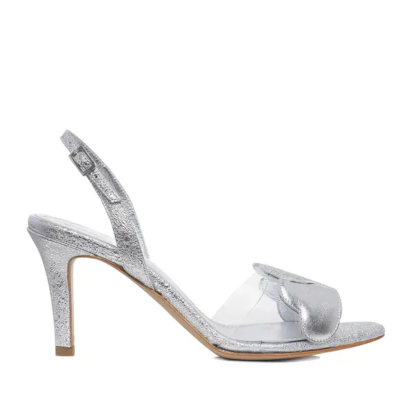 Sandale Love Me Piele Naturala, Argintii - 40 / 8 cm
