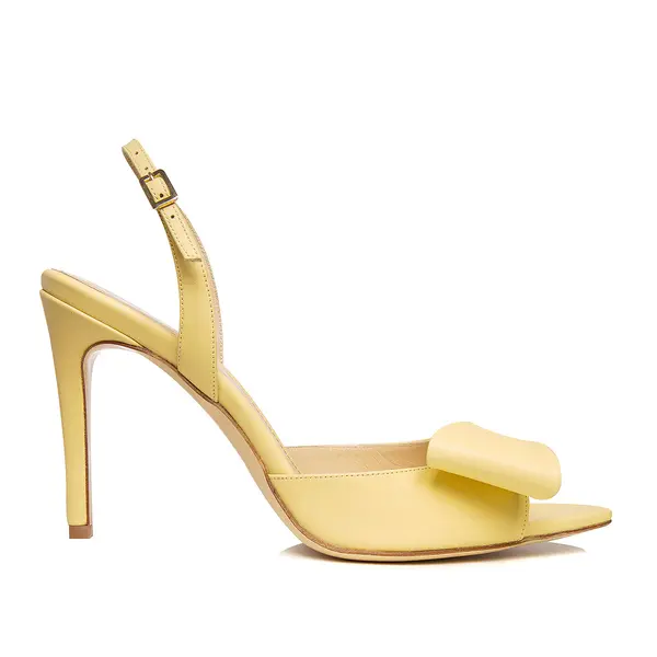 Sandale Luna Piele Naturala, Varf Ascutit, Galben-Pai - 41 / 9.5 cm