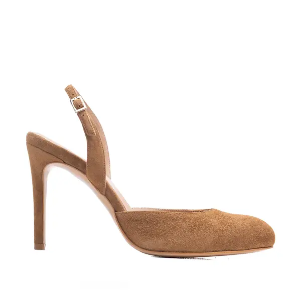 Sandale Lydia Piele Intoarsa, Maron - 36 / 8 cm