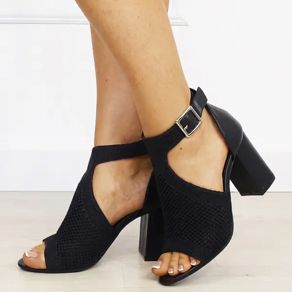 Sandale negre elegante cu design impletit 8753 M12
