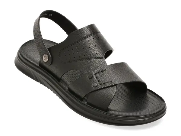 Sandale OTTER negre, 25286, din piele naturala