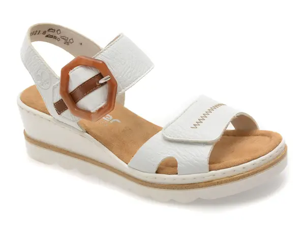 Sandale RIEKER albe, 67476, din piele ecologica