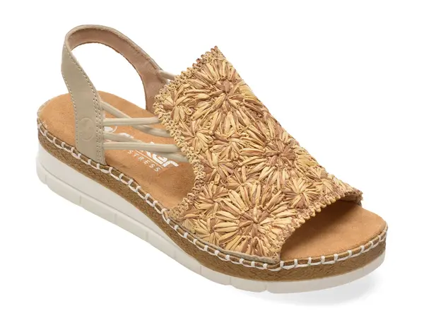 Sandale RIEKER bej, V1268, din piele ecologica