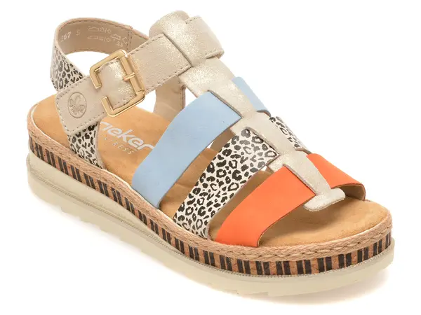 Sandale RIEKER multicolor, V7904, din piele ecologica