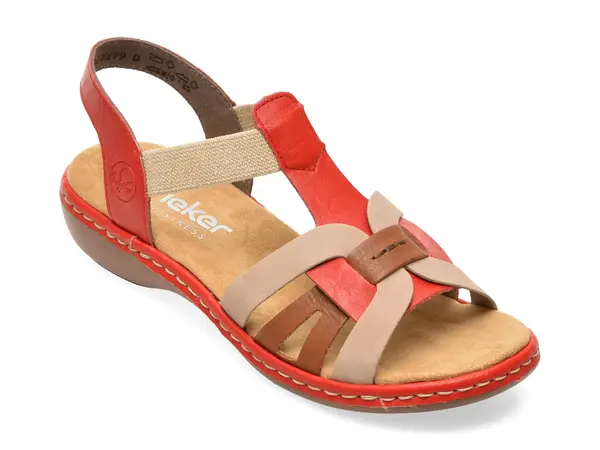 Sandale RIEKER rosii, 65918, din piele ecologica