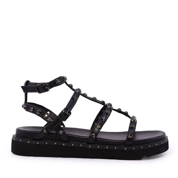 Sandale romane femei Benvenuti negre cu accesorii 3939DS9313N
