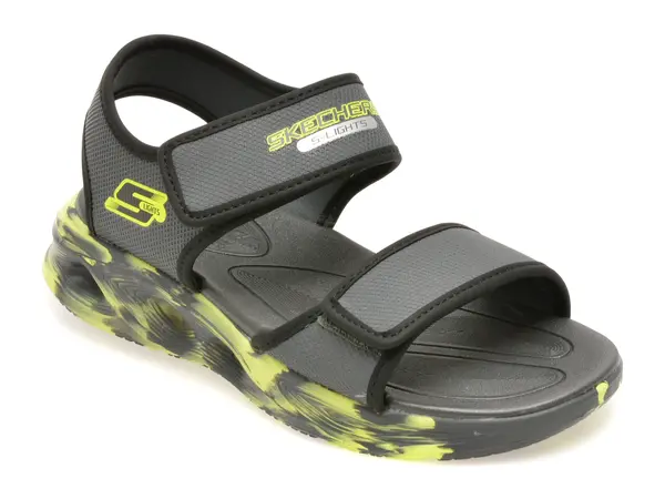 Sandale SKECHERS gri, SOLA GLOW, din piele ecologica