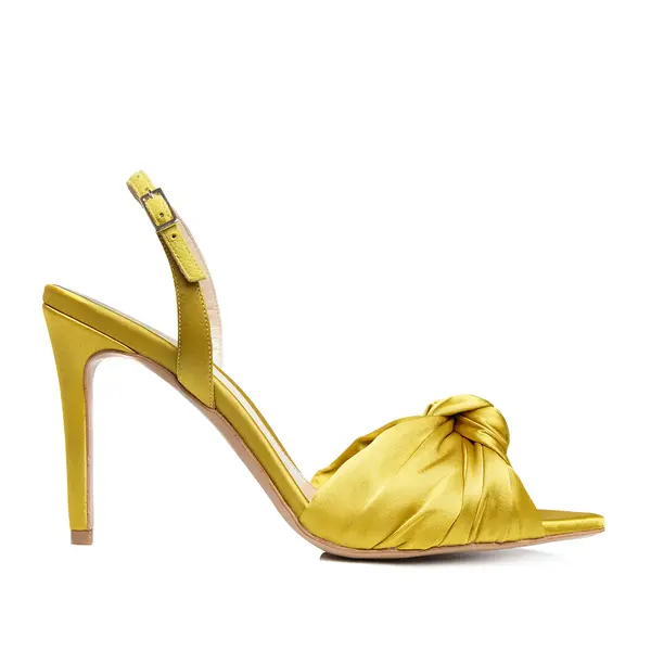 Sandale Sofia Satin, Varf Ascutit, Galben-Lime - 38 / 11 cm