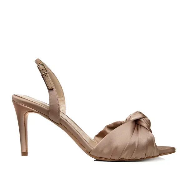 Sandale Sofia Satin, Varf Ascutit, Nude-Auriu - 35 / 8 cm