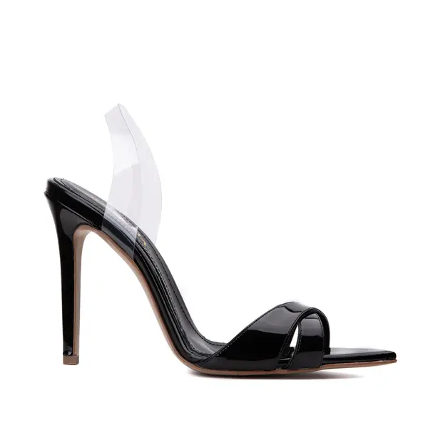 Sandale Thea Piele Lacuita, Negre - 38 / 8 cm