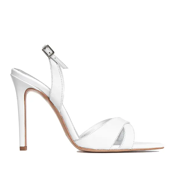 Sandale Thea Piele Naturala, Albe - 41 / 11 cm