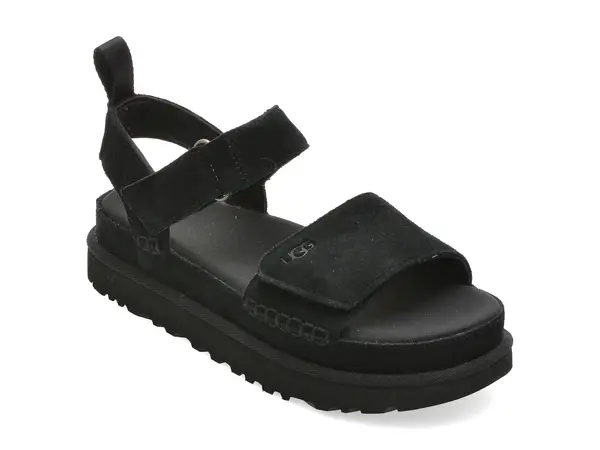 Sandale UGG negre, GOLDEN STAR, din piele intoarsa