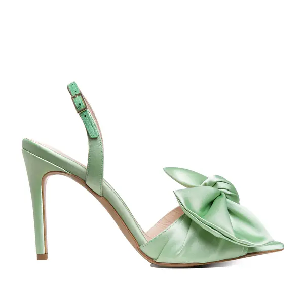 Sandale Vesa Satin, Varf Ascutit, Verde-Menta - 41 / 1 cm