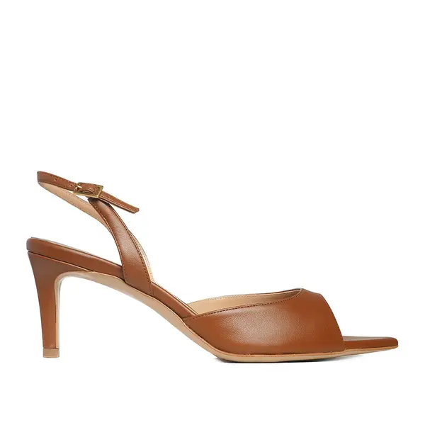 Sandale Vicky Piele Naturala, Varf Ascutit, Maron - 40 / 8 cm